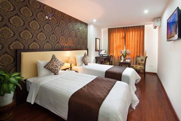 Phòng nghỉ ấm cúng của khách sạn May De Ville Hà Nội.