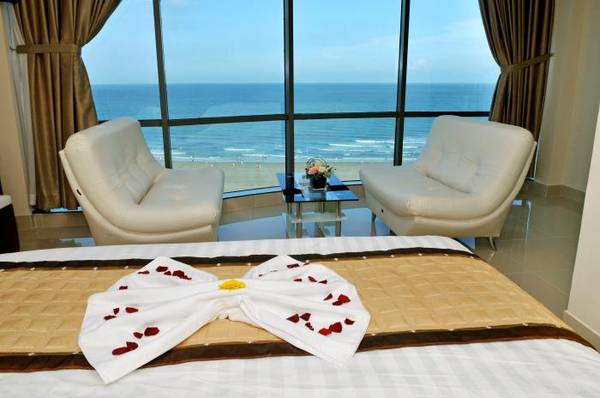 Phòng nghỉ khách sạn Corvin Vũng Tàu với tầm nhìn tuyệt đẹp.