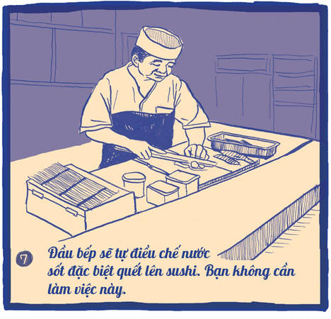 Khâu cuối cùng trước khi đưa sushi cho khách hàng, ông Yajima quét một lớp nước sốt có màu nâu đậm bằng một chiếc chổi lông nhỏ. Thứ nước sốt này được gọi là Nikiri. Nước sốt gồm 70% là xì dầu, 20% rượu mirin và 10% là sake, phải đun sôi cho bay hơi cồn cho đến khi sánh lại là được. Ông không bao giờ dùng xì dầu nguyên chất làm nước sốt vì vị nó quá mạnh. Chớ nên yêu cầu đầu bếp không được quết nước sốt và wasabi lên món sushi.