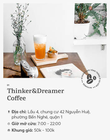 Thinker&Dreamer Coffee quán cà phê tông trắng Sài Gòn