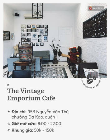 The Vintage Emporium Cafe quán cà phê tông trắng Sài Gòn