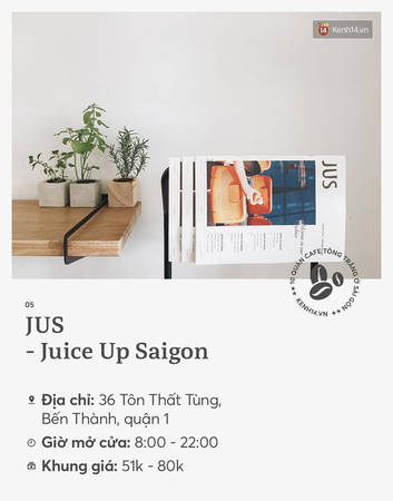 JUS Juice Up Saigon quán cà phê tông trắng Sài Gòn