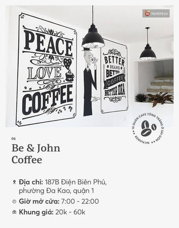 Be & John Coffee quán cà phê tông trắng Sài Gòn
