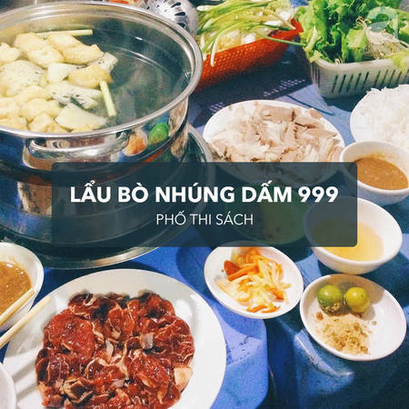 Bò nhúng dấm phố Thi Sách với nước dùng chua ngọt đặc trưng tại quán lẩu Hà Nội