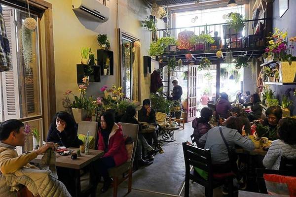 Ohi Tree & Coffee: Ngay khi bước vào cửa quán, bạn sẽ thấy ấn tượng với những chậu cây, hoa nhỏ xinh đủ màu sắc ở trên tường, bàn và cả lối đi. Không gian của quán là sự kết hợp hài hòa giữa nét cổ điển và màu xanh mát của cây xanh. Ngoài những món đồ uống phổ biến, quán có món trà hoa cúc Tây Tạng vị thanh mát, hương thơm thảo mộc đậm đà, được nhiều khách ưa thích. Địa chỉ: 55 Phan Chu Trinh, 71A Nguyễn Du. Ảnh: Ohi Coffee.