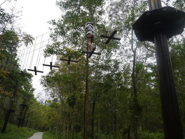 Thử thách đi cầu chữ thập đầy kịch tính trong trò chơi highwire tại Huế