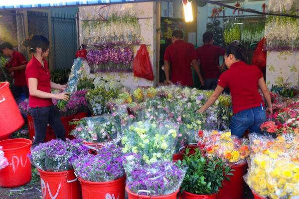 Rất nhiều loại hoa được bày bán tại chợ