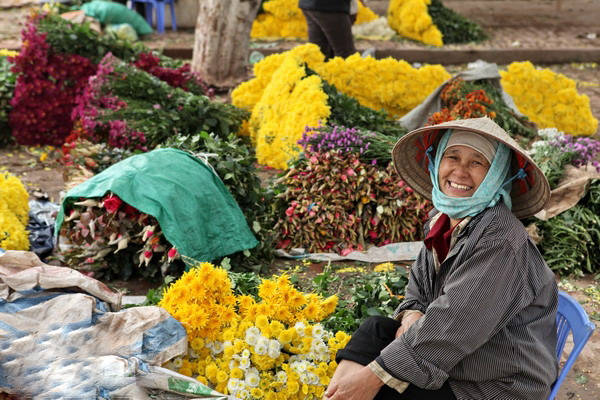 Sắc hoa rực rỡ tại chợ hoa Tết Hà Nội khu vực Mê Linh