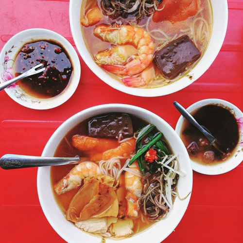 Bún suông Trà Vinh - món bún miền Tây có chả tôm dài