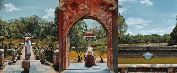 Cường mê mẩn vẻ tĩnh lặng, khung cảnh đẹp như tranh ở lăng vua Minh Mạng - còn gọi là Hiếu Lăng, nằm trên núi Cẩm Khê, gần ngã ba Bằng Lãng, cách trung tâm thành phố Huế 12 km.  Lăng Minh Mạng được xây dựng từ năm 1840, hoàn thành năm 1843, tạo điểm nhấn với kiến trúc cân bằng, đối xứng. Xung quanh một trục kiến trúc là đường thần đạo, xuyên qua loạt công trình gồm: cửa chính, sân chầu, nhà bia, sân tế, Hiển Đức môn, điện Sùng Ân, hồ Trừng Minh, Minh Lâu, hồ Tân Nguyệt (trăng non), cổng tam quan Quang Minh Chính Trực, Trung Đạo kiều và cuối cùng là bửu thành.