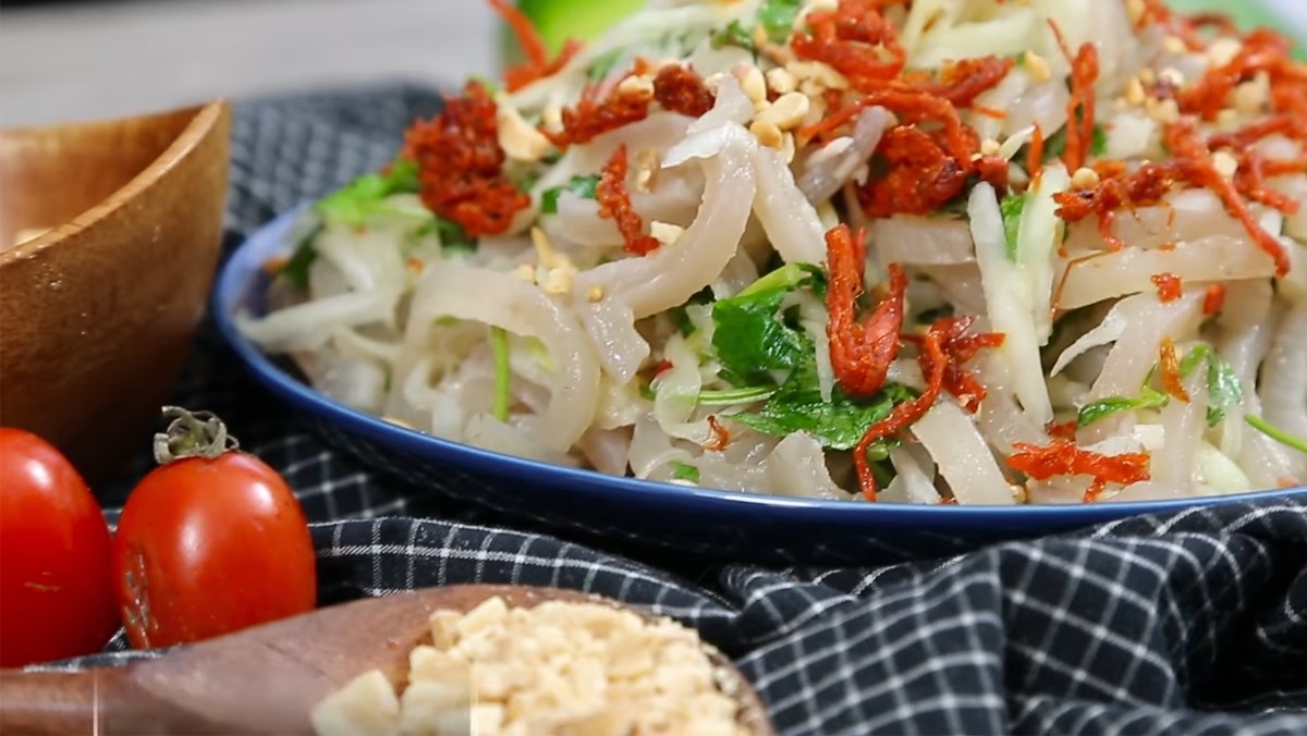 Đĩa da heo trộn đu đủ giòn sần sật