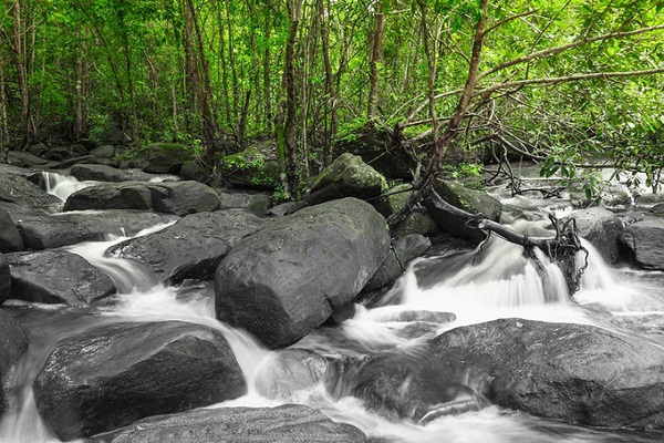 Tảng đá hình bàn tại suối Đá Bàn