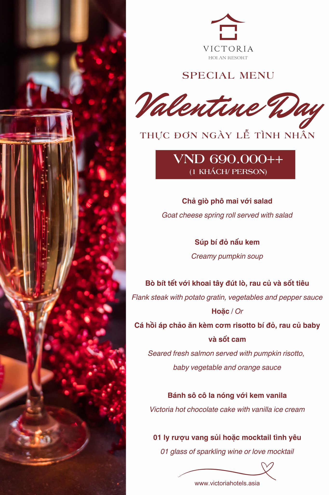 Thực đơn riêng cho Valentine 2025