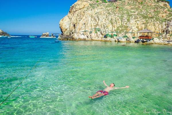 Check-in cầu tre quanh vách đá khi đi bãi tắm đôi đảo Yến