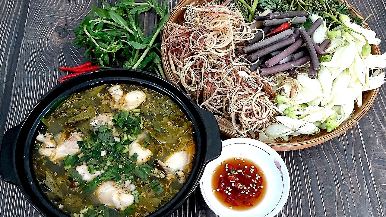 Nồi lẩu ếch lá giang nhà làm thơm ngon