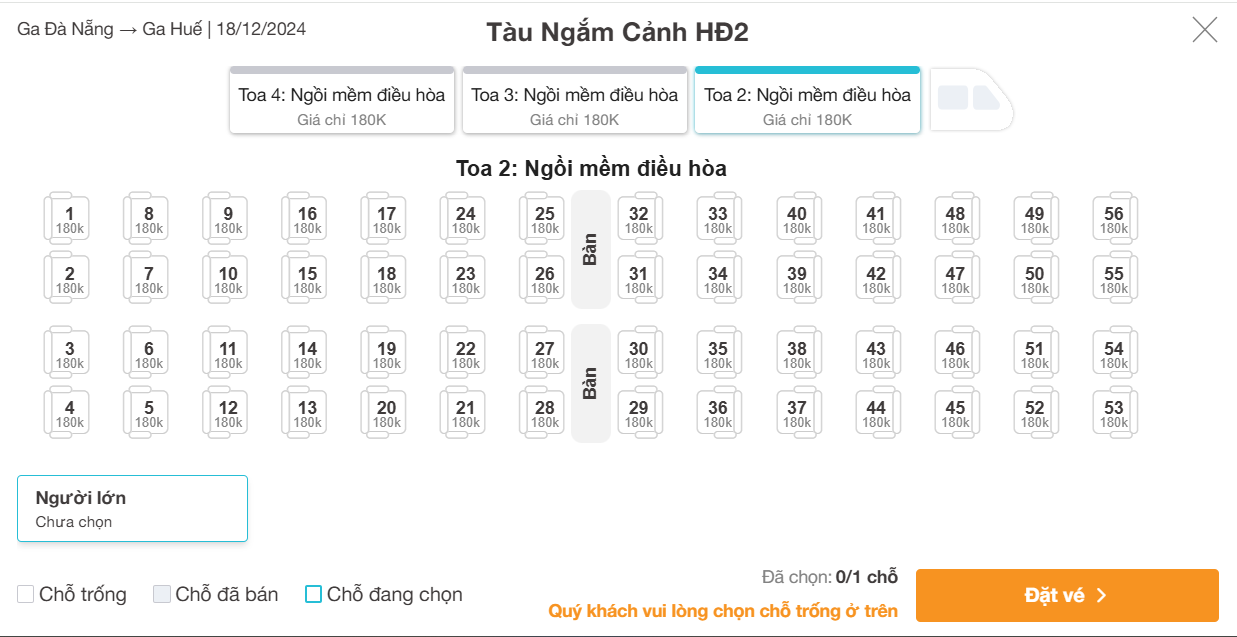 Ghế ngồi mềm trên tàu du lịch Huế Đà Nẵng