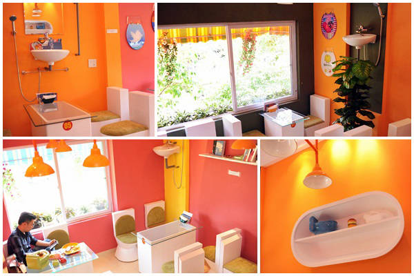 Không gian đầy màu sắc tại quán cafe toilet Hà Nội
