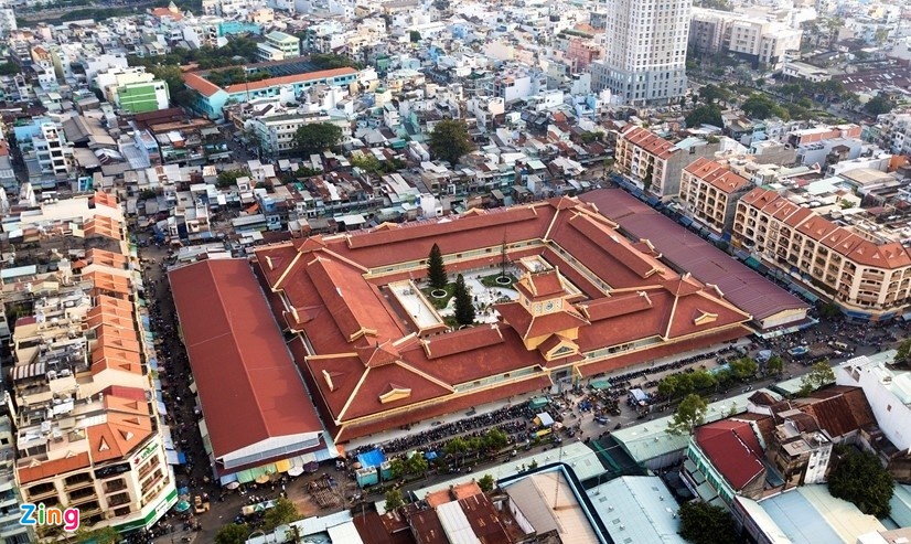 Khuôn viên chợ Bình Tây nhìn từ trên cao. Ảnh: Lê Quân/Zingnews.