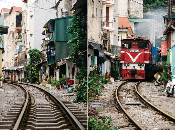 Khung cảnh trước và khi tàu đến.
