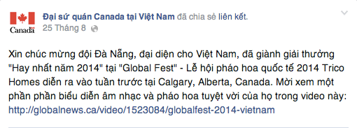 Pháo hoa Đà Nẵng tại GlobalFest 2014