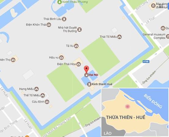 Toàn cảnh khu vực Đại nội Huế về đêm nhìn từ trên cao