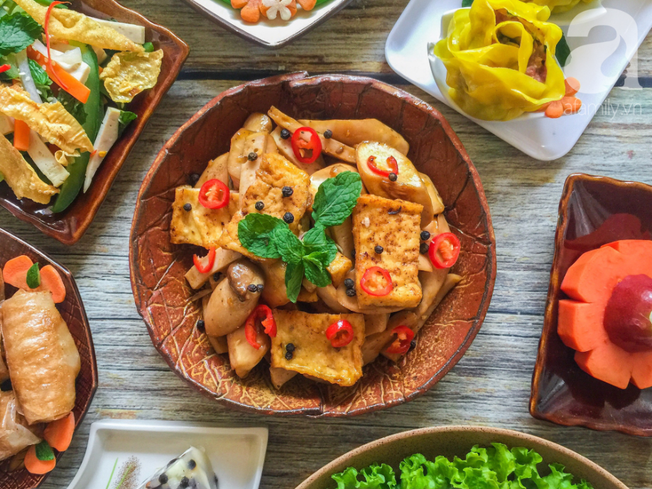 Món đậu hủ nấm kho tương hoàn chỉnh thơm ngon