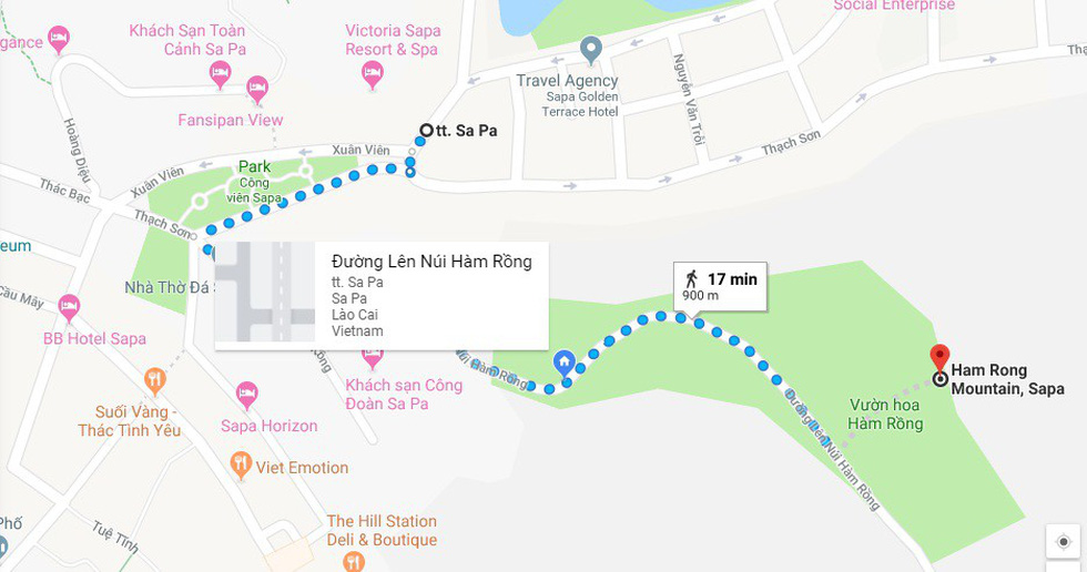 Bản đồ hướng dẫn đường lên núi Hàm Rồng Sa Pa