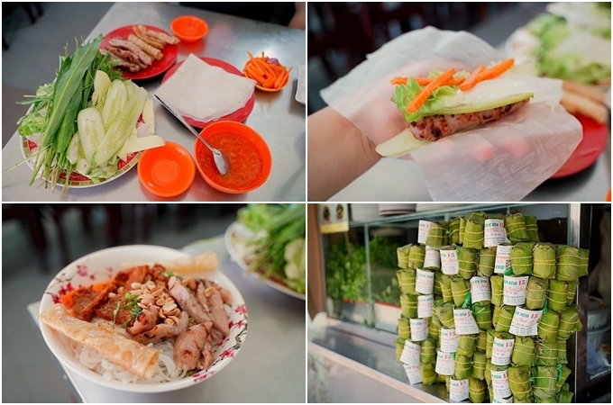 Nem nướng, bún thịt nướng, nem chua ở quán. Ảnh knock_yami