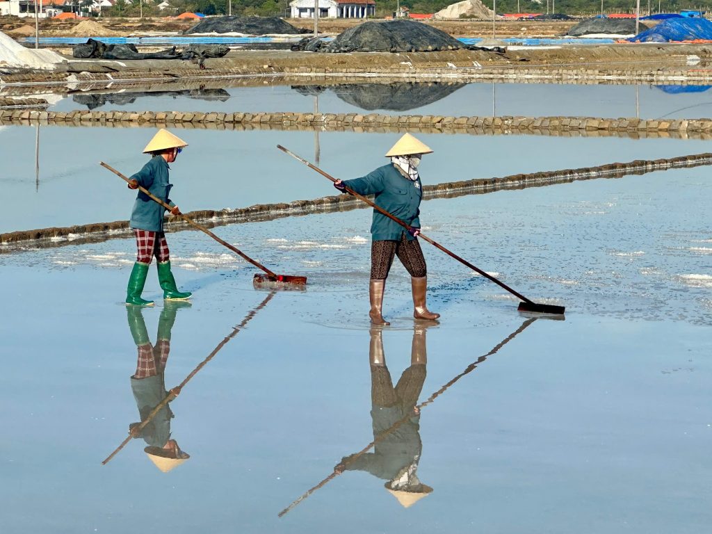 Cánh đồng muối Hòn Khói gần bãi biển Dốc Lết