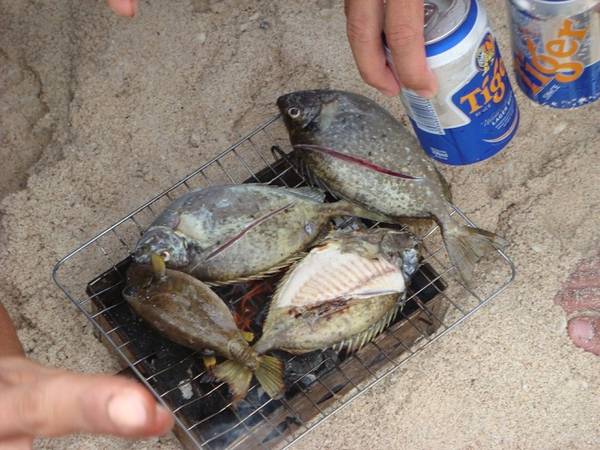 Cá Dzò tươi nướng ngay trên biển. Ảnh: foody.vn