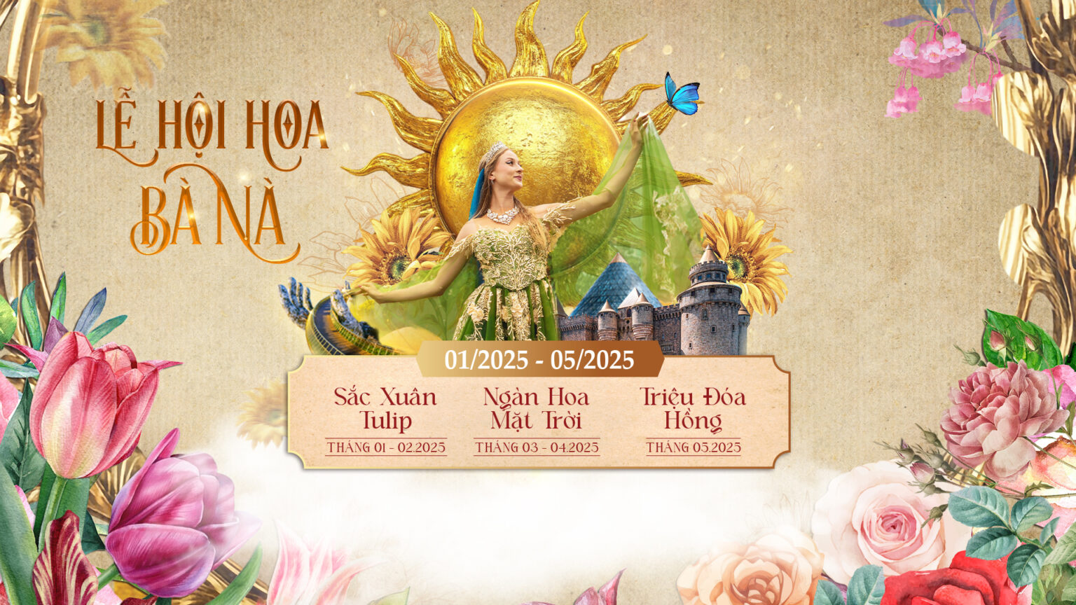 Du lịch Đà Nẵng dịp tết chiêm ngưỡng hoa tulip tại Sun World Ba Na Hills