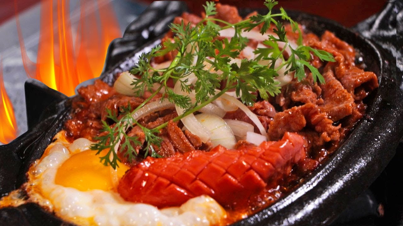 Bữa sáng giàu dinh dưỡng với bò né Bò né chảo gang nóng hổi