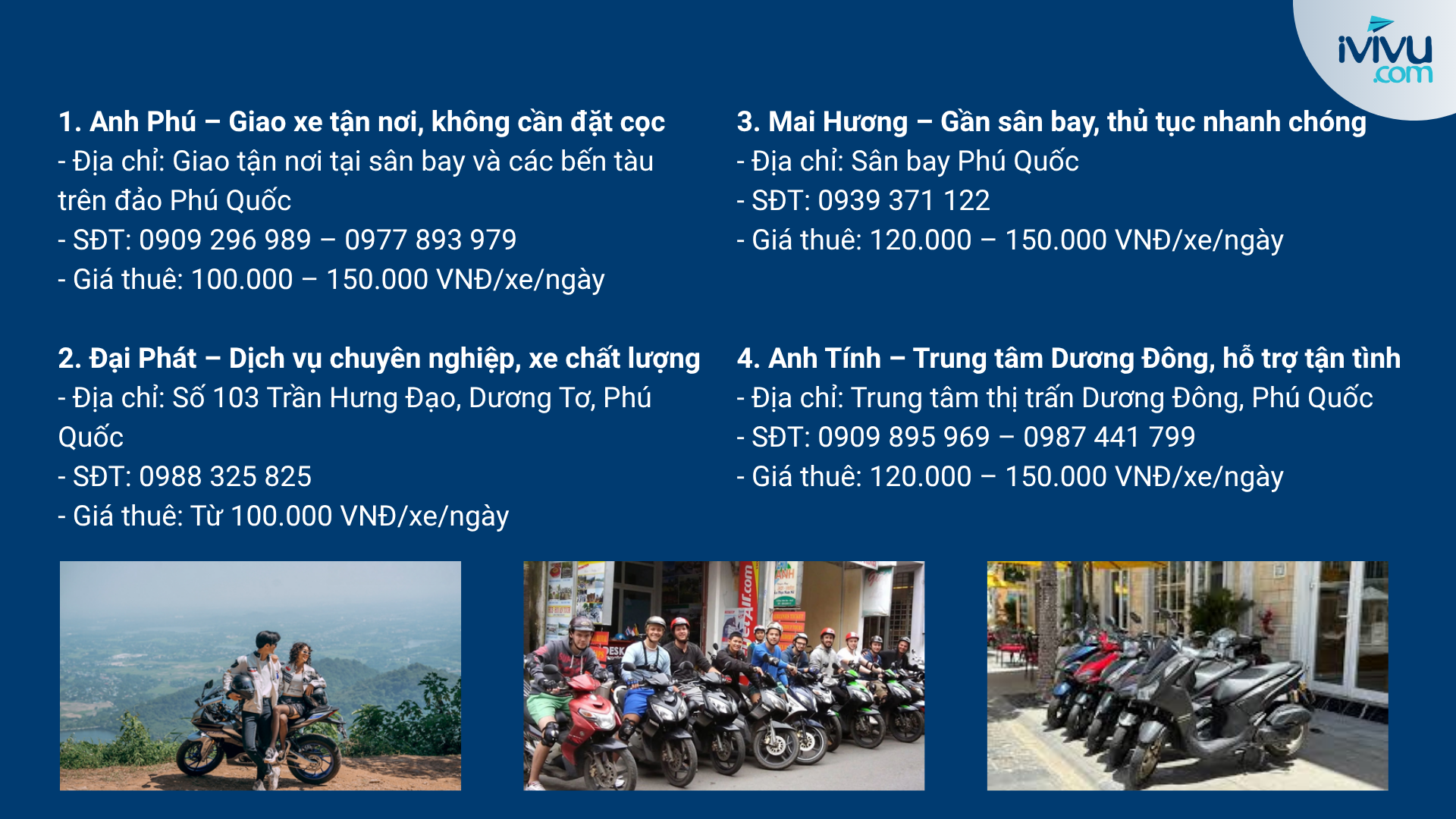 Địa chỉ thuê xe máy du lịch Phú Quốc