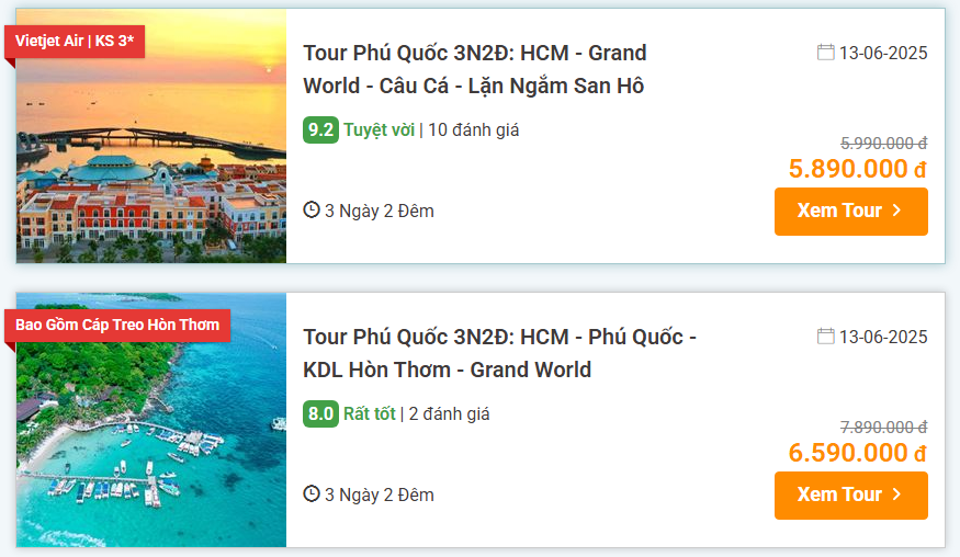 Tour du lịch Phú Quốc đa dạng combo trọn gói