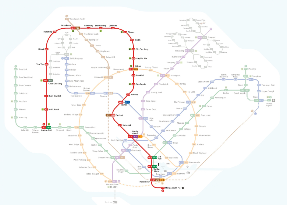 Bản đồ tàu điện MRT Singapore