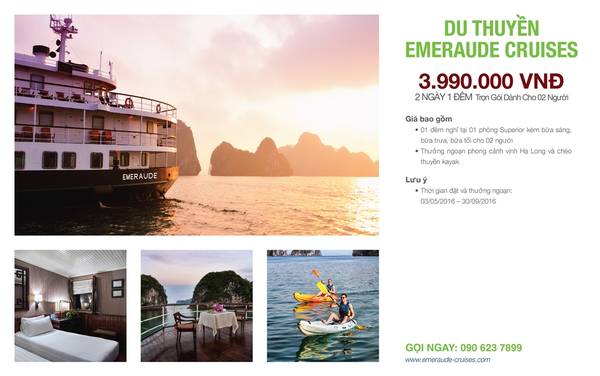 Du thuyền Emeraude Cruises trên vịnh Hạ Long