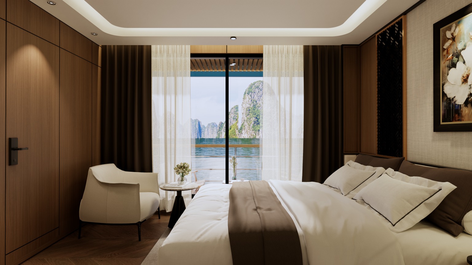 Phòng nghỉ tiện nghi trên du thuyền Hạ Long Azura