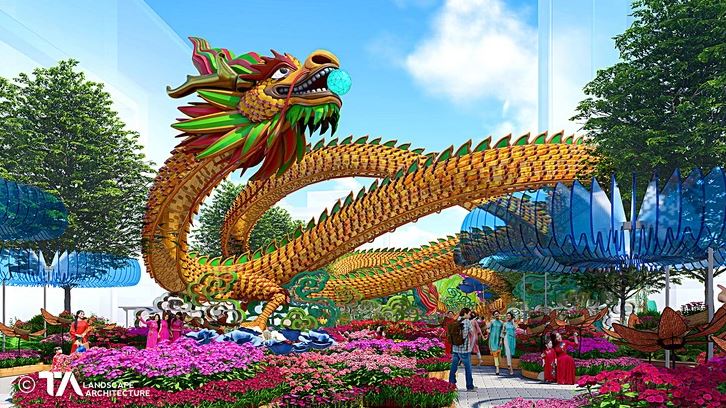 Hình ảnh con rồng dài 100m tại đường hoa Nguyễn Huệ 2024