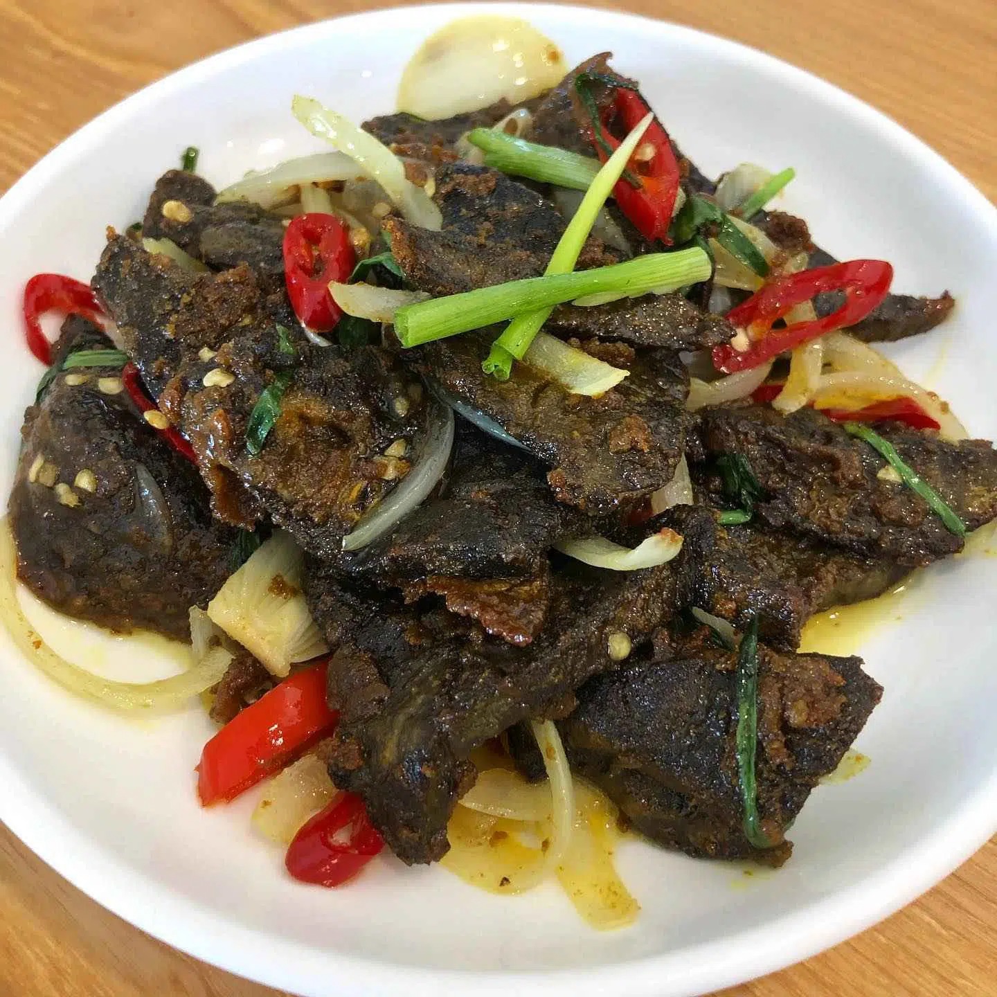 Hati Buyah phổi bò ẩm thực Brunei