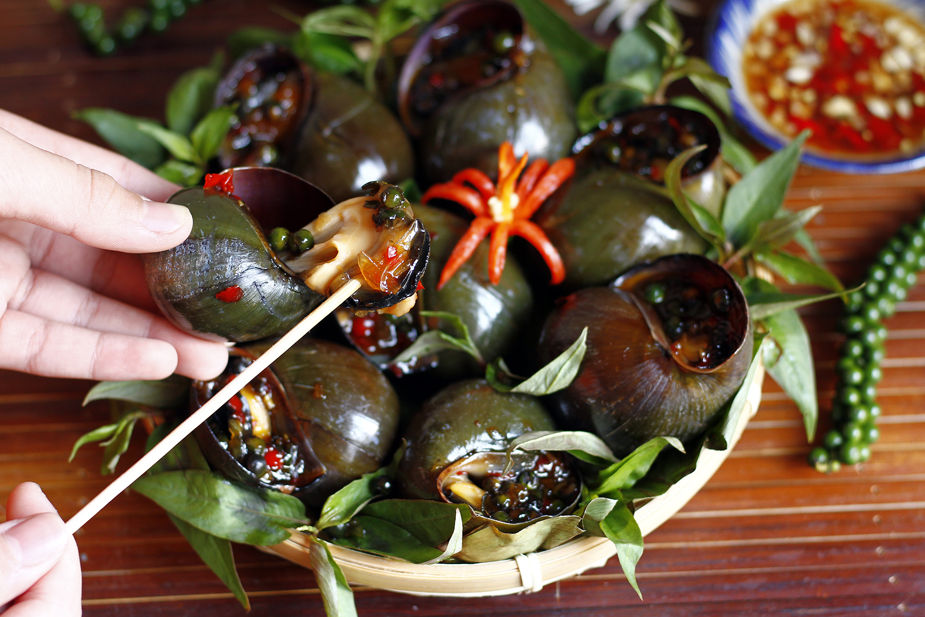 Ốc nướng tiêu xanh Cần Thơ