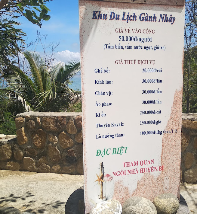 Bảng giá dịch vụ tại Gành Nhảy Ninh Vân