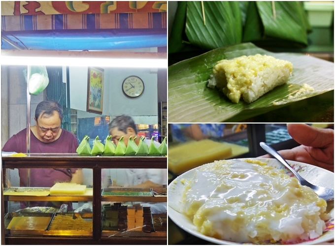 Xôi cadé - đường Trần Phú, quận 5 (17h - 2h)  Tồn tại hơn 40 năm nay ngay trục đường chính của quận 5, tiệm xôi của người đàn ông này luôn đông khách chờ mua dù là lúc 1-2 h sáng. Cadé vốn là một loại nhân được làm từ trứng, đường, nước cốt dừa, sầu riêng... cho vị ngọt béo, gói trong lá chuối tươi, phết lên trên mặt xôi dẻo nên dễ gây ngấy. Tuy nhiên lại là món khoái khẩu của các tín đồ ngọt. Một miếng xôi nhỏ bằng nắm tay, tầm 12.000 đồng vừa đủ lót dạ đêm khuya.