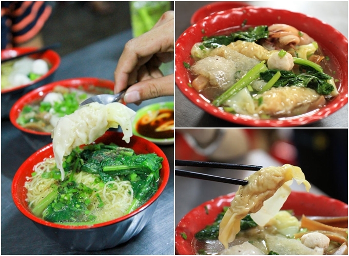 Sủi cảo Hà Tôn Quyền - quận 11 (14h - 1h30)  Lại một món ăn của người Hoa chiếm trọn cảm tình của các "cú đêm", món sủi cảo nóng hổi trên đường Hà Tôn Quyền - đoạn đường nức tiếng với món ăn này. Tô sủi cảo tự chọn nhiều loại như bong bóng cá, cá viên, đậu bắp... có nước dùng vị thanh, chấm với tương đen, thêm vài lát ớt xắt cay cay đã miệng. Một tô khoảng 30.000 - 45.000 đồng, thêm vắt mì nếu bạn muốn ăn no.