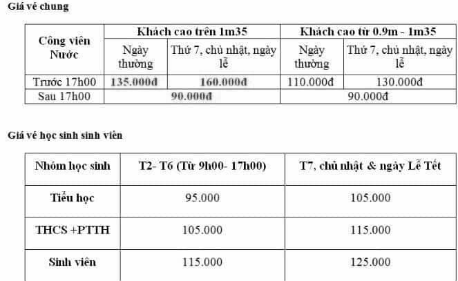 Bản đồ và tiện ích công viên nước Thanh Hà