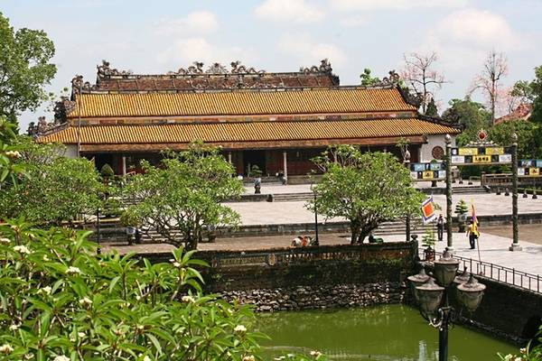 Vẻ đẹp kiêu sa của hoa ngô đồng Huế nhìn từ Ngọ Môn
