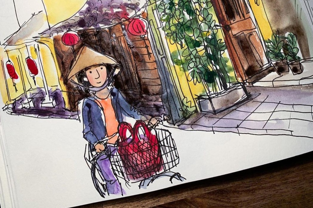 Hội An ký họa qua nét vẽ của Anna Barnes, nữ họa sĩ Australia yêu mến phố cổ