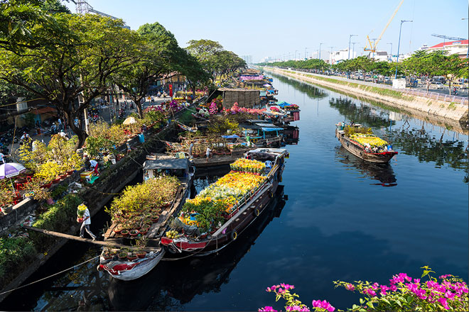 Hội hoa xuân bến dưới thuyền Sài Gòn Hình ảnh trưng bày Hội hoa xuân bến dưới thuyền