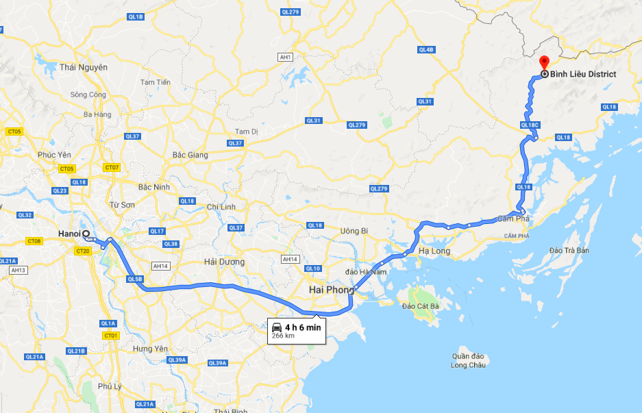 Bản đồ hướng dẫn đường đến cánh đồng Bình Liêu Bản đồ hướng dẫn đường đến cánh đồng Bình Liêu