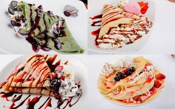Bánh crepe đầy màu sắc tại khu phố Xã Đàn