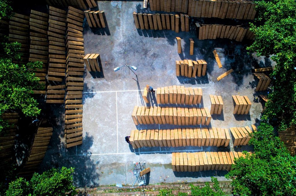 Toàn cảnh làng bánh đa Thổ Hà nhìn từ trên cao